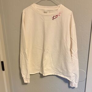 Balance Collection White Sweatshirt with Pink Love Embroidery